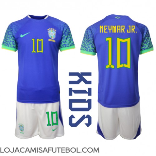 Camisa de Futebol Brasil Neymar Jr #10 Equipamento Secundário Infantil Mundo 2022 Manga Curta (+ Calças curtas)